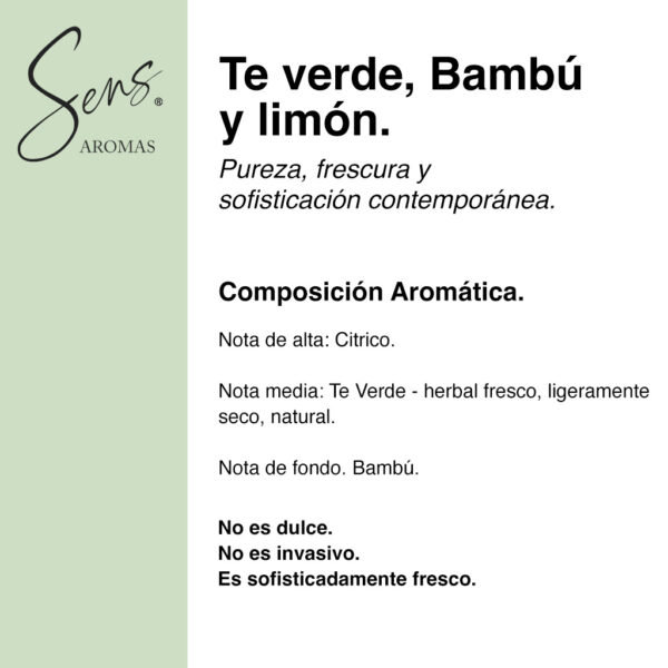 Te verde, bambú, y limón. 120 ml.