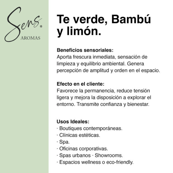 Te verde, bambú, y limón. 120 ml.